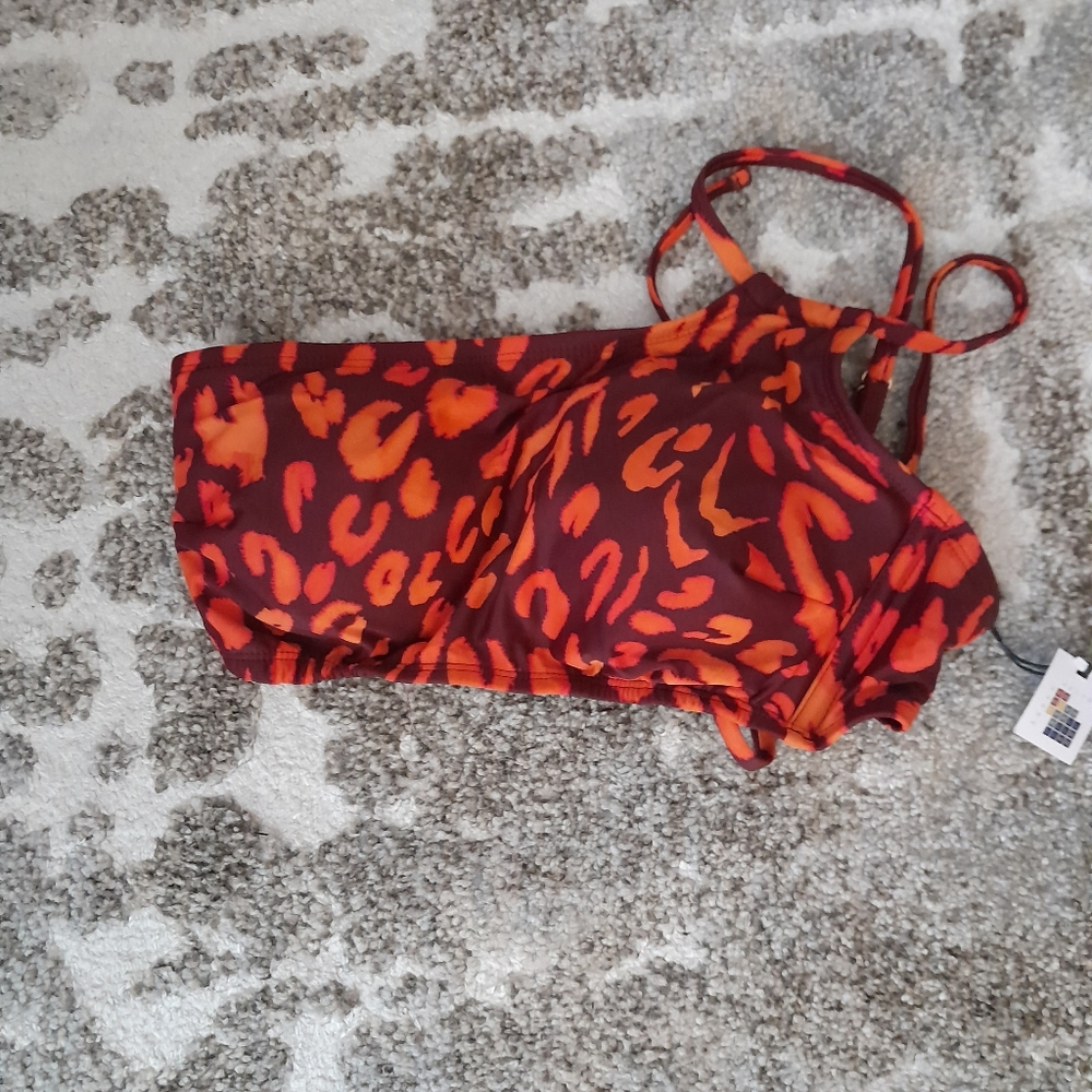 Shade & Shore Women's Printed One Shoulder Strap Swim Top Size L